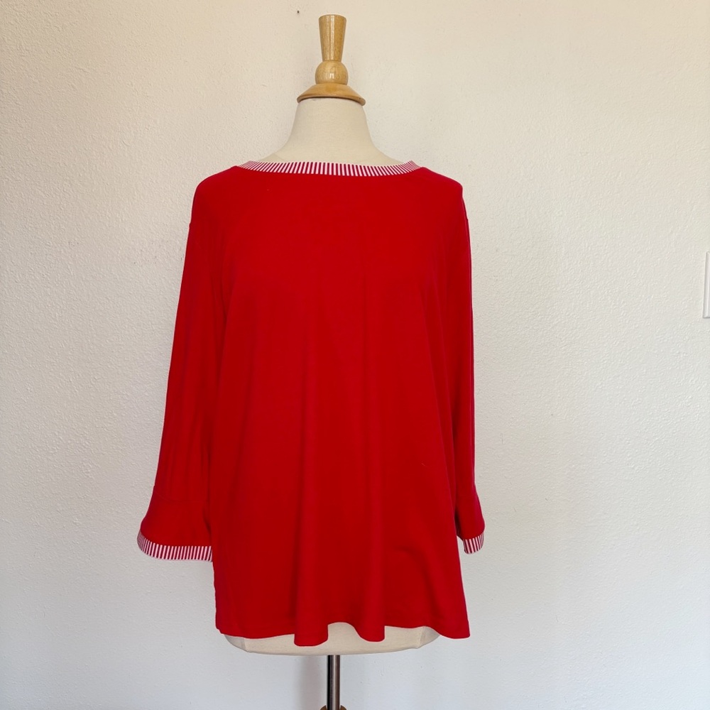 Red & White Striped Boatneck Top